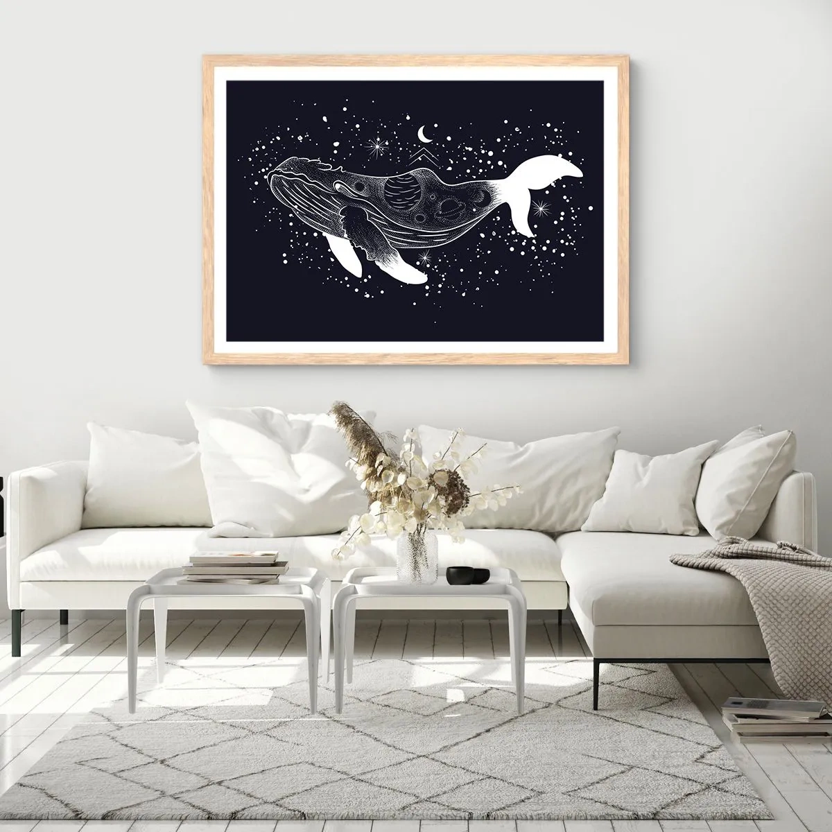 Poster in cornice rovere chiaro - Nell'oceano dell'universo - 40x30 cm