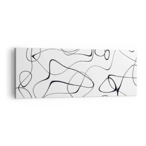 Quadro su tela - Stampe su Tela - Linee nere astratte su sfondo bianco in stile minimalista - 140x50cm - Strade della vita, eventi del destino - Decorazione murale moderna per soggiorno e camera da letto ARTTOR