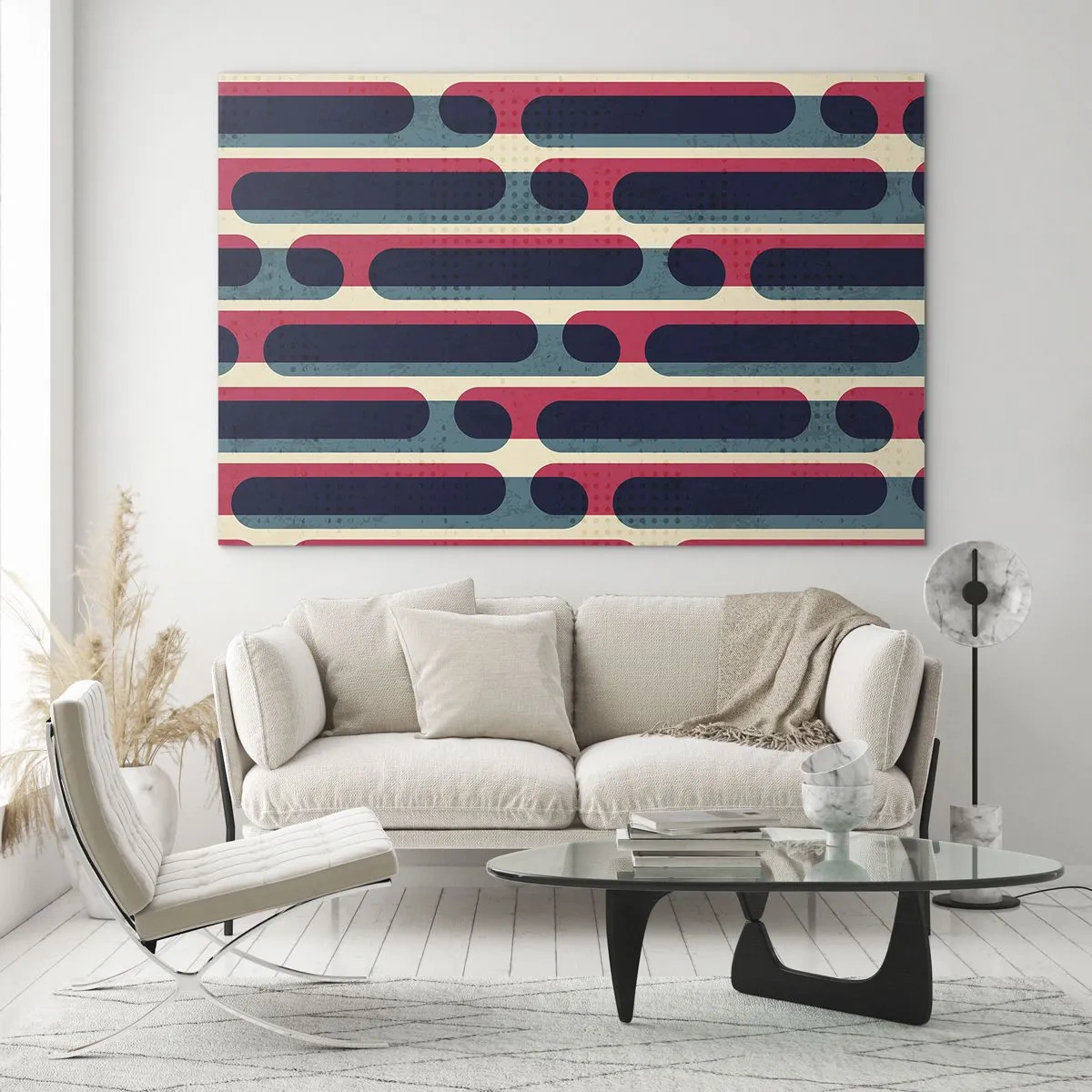 Quadro su vetro - Linee retrò astratte - 70x50cm - Avanti fino in fondo - Decorazione murale moderna per soggiorno e camera da letto ARTTOR