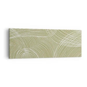 Quadro su tela - Stampe su Tela - Linee verdi e bianche in una composizione astratta - 140x50cm - Astrazione intricata in bianco - Decorazione murale moderna per soggiorno e camera da letto ARTTOR