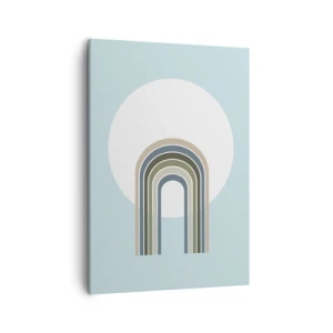 Quadro su tela - Stampe su Tela - Una composizione minimalista con un cerchio e delle linee su uno sfondo pastello. - 50x70cm - Attrazione irresistibile - Decorazione murale moderna per soggiorno e camera da letto ARTTOR