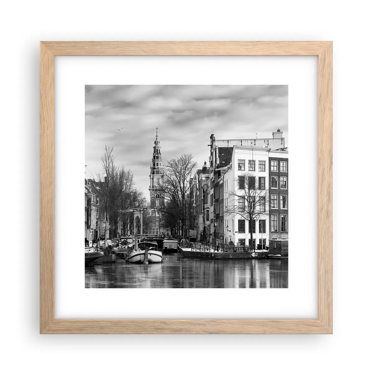 Poster in cornice rovere chiaro - Atmosfera di Amsterdam - 30x30 cm
