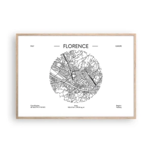 Poster in cornice rovere chiaro - Anatomia di Firenze - 100x70 cm