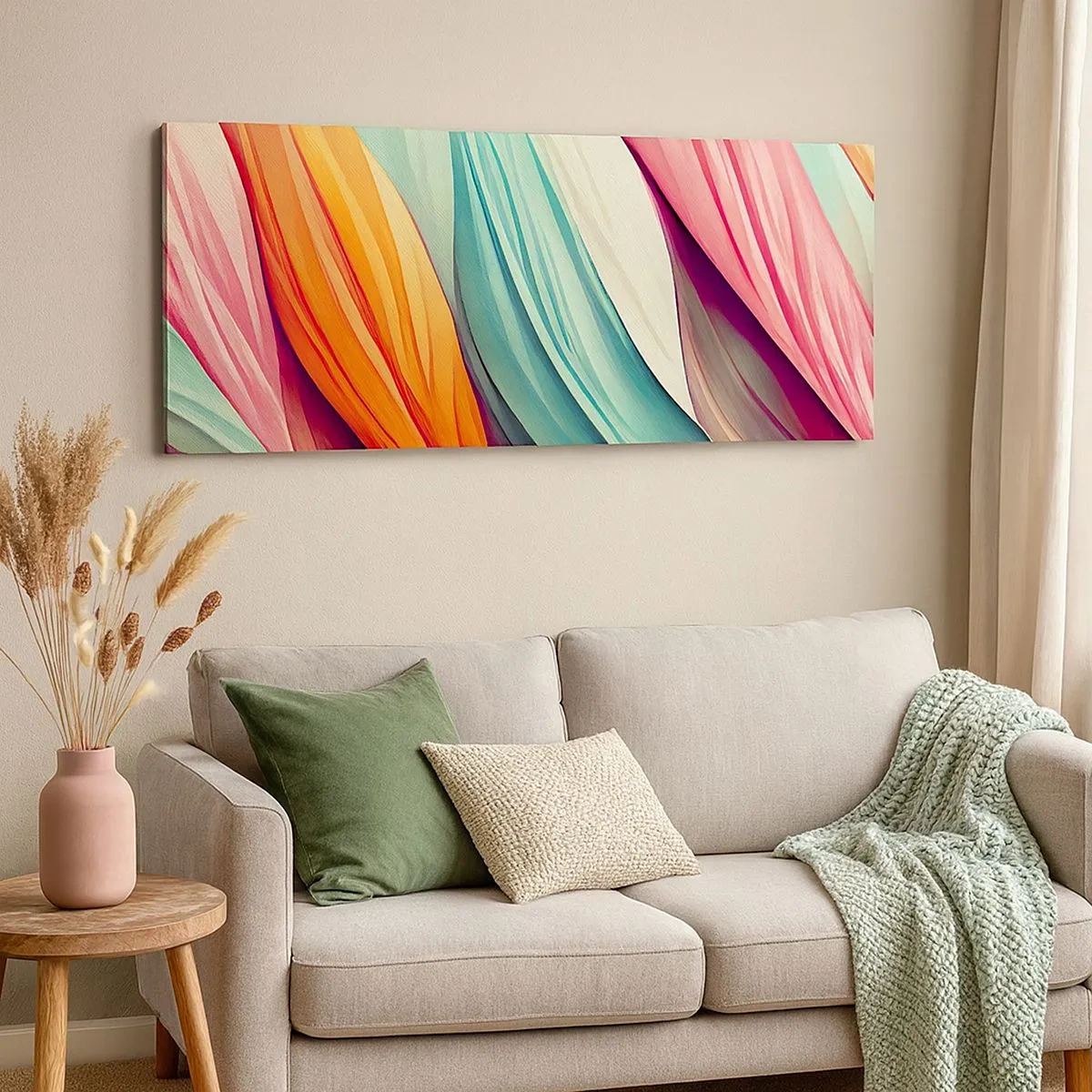 Quadro su tela - Stampe su Tela - Intreccio arcobaleno - 100x40 cm