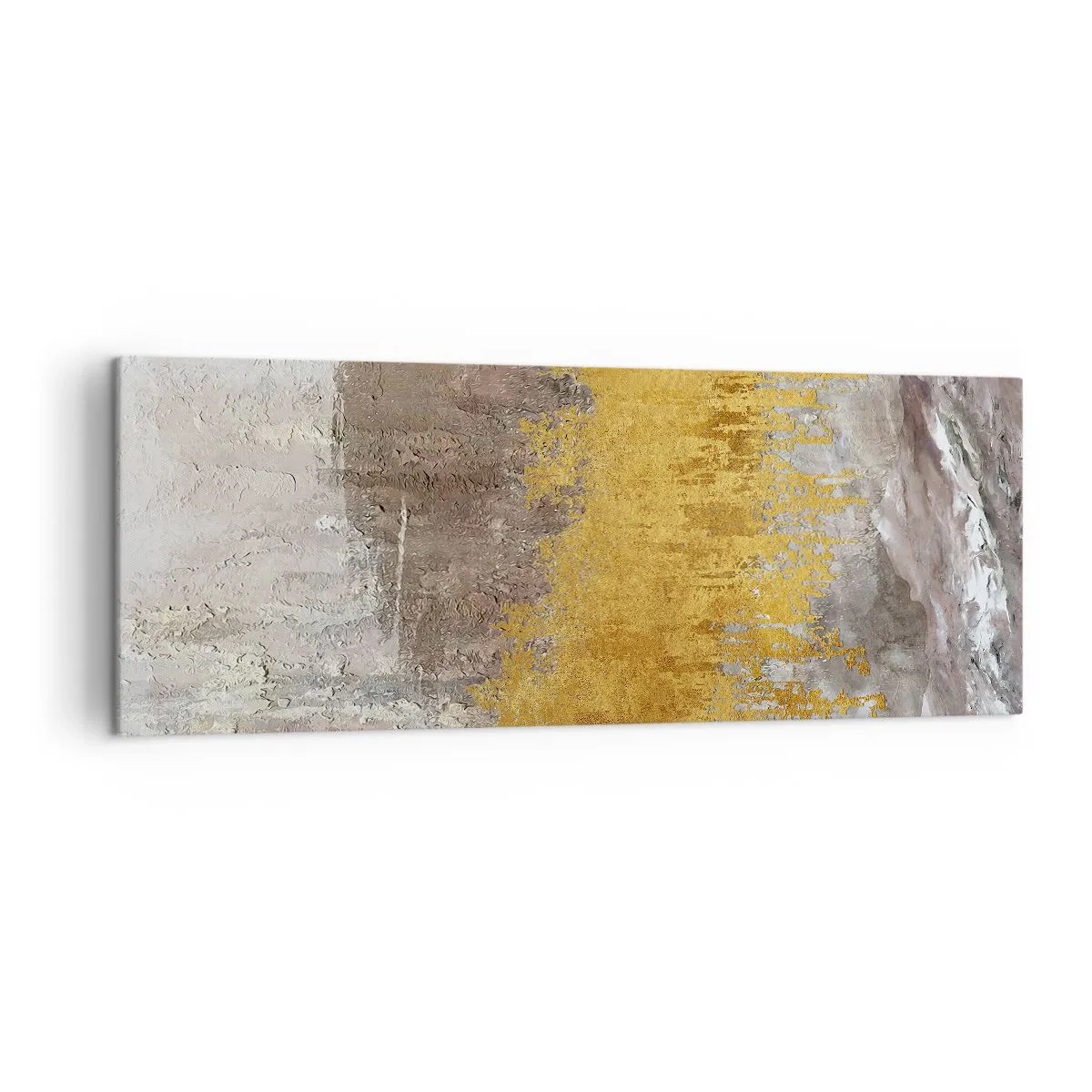 Quadro su tela - Stampe su Tela - Motivo astratto oro e beige - 140x50cm - Soffio dorato - Decorazione murale moderna per soggiorno e camera da letto ARTTOR