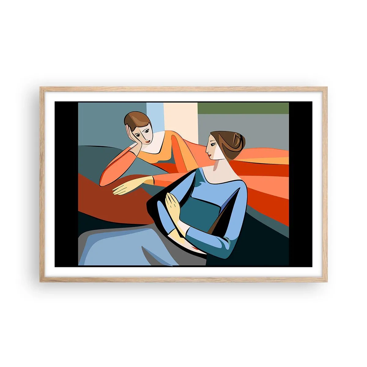 Poster in cornice rovere chiaro - Il momento delle confidenze - 91x61 cm