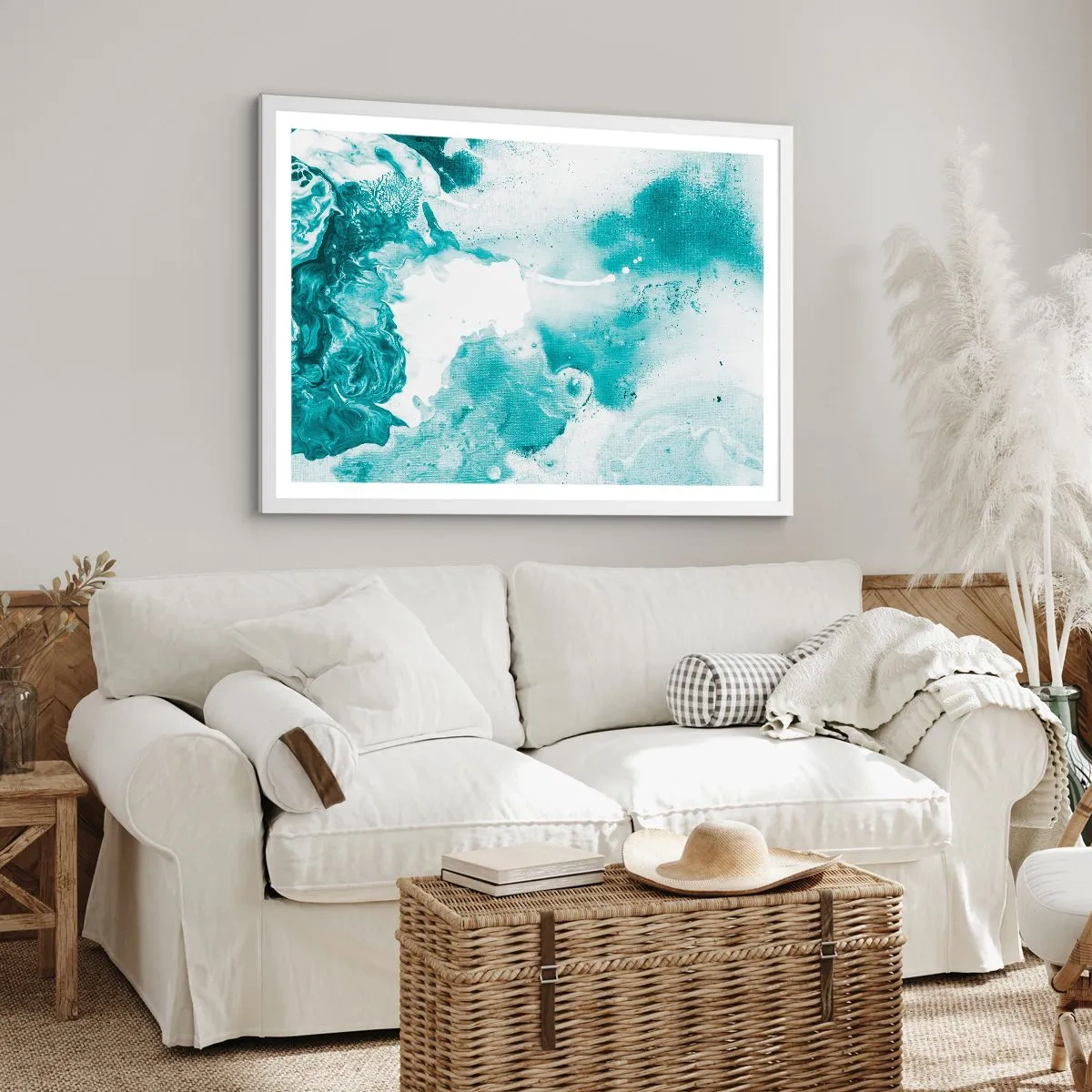 Poster in cornice bianca - Palude blu - 100x70 cm