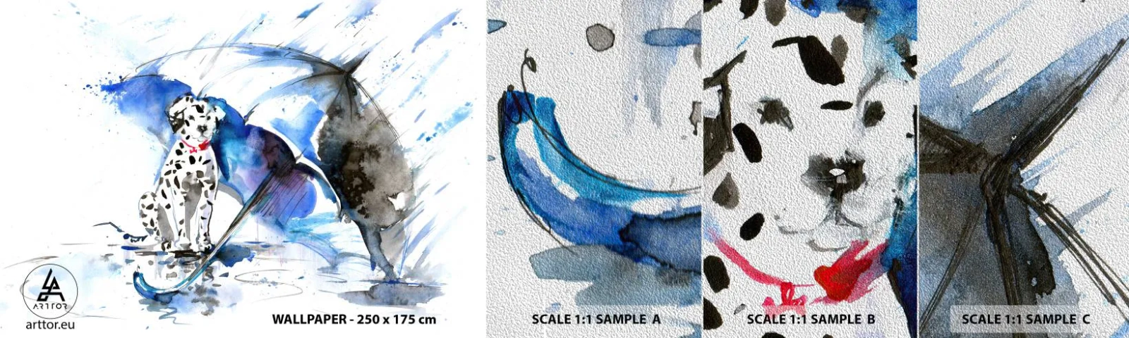 Campione di Fotomurale Premium Sand - Ecco a cosa serve un amico - Astrazione, Cane, Piovere - 100x30 cm