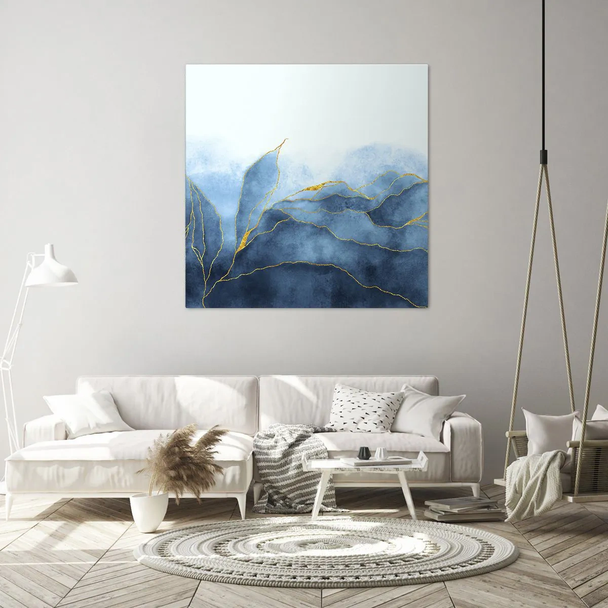 Quadro su tela - Stampe su Tela - Blu nell'oro - 30x30 cm