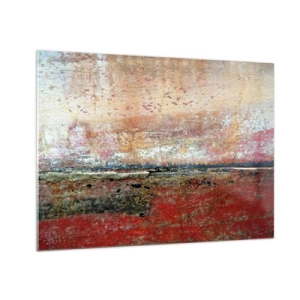 Quadro su vetro - Texture astratta nei toni del rosso e dell'ocra - 70x50cm - Forse è il mare - Decorazione murale moderna per soggiorno e camera da letto ARTTOR