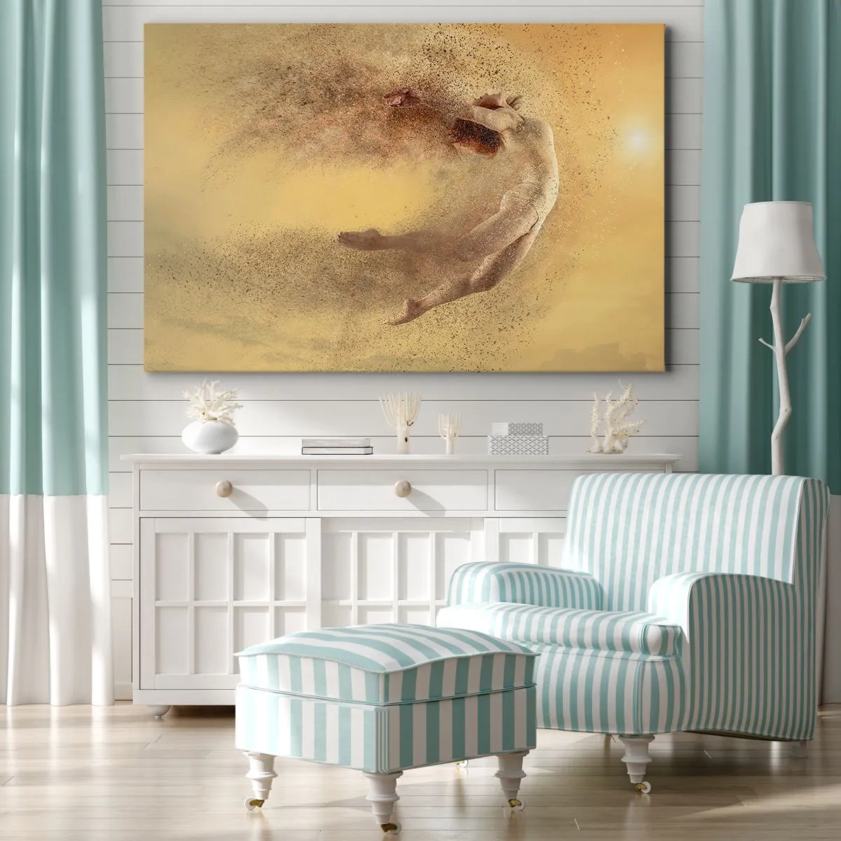 Quadro su tela - Stampe su Tela - Una figura in movimento dinamico con effetto di disintegrazione - 100x70cm - Nell'estasi della danza - Decorazione murale moderna per soggiorno e camera da letto ARTTOR