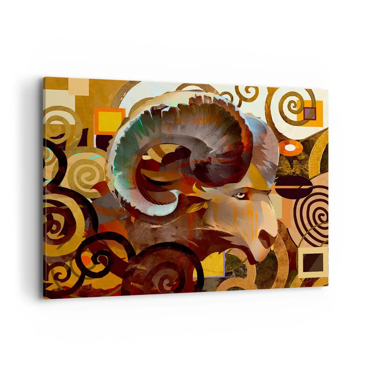 Quadro su tela - Stampe su Tela - Un ariete simbolico in una composizione astratta - 120x80cm - Magie - religioni - riti - Decorazione murale moderna per soggiorno e camera da letto ARTTOR