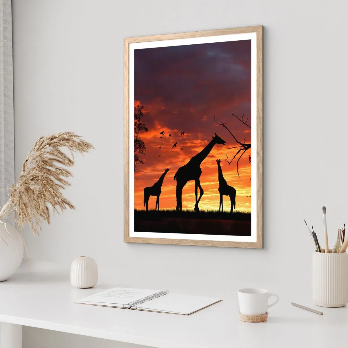 Poster in cornice rovere chiaro - Piccola cena tra amici - 30x40 cm