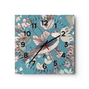 Orologio da parete - Orologio in Vetro - Sul pioppo riflessi e cinguettii - 40x40 cm