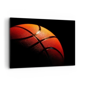 Quadro su tela - Stampe su Tela - Primo piano di un pallone da basket su sfondo nero - 100x70cm - Bella come un pianeta - Decorazione murale moderna per soggiorno e camera da letto ARTTOR