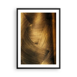 Poster in cornice nera - Pennellate astratte dorate su uno sfondo scuro - 50x70cm - Nel labirinto d'oro - Decorazione murale moderna per soggiorno e camera da letto ARTTOR