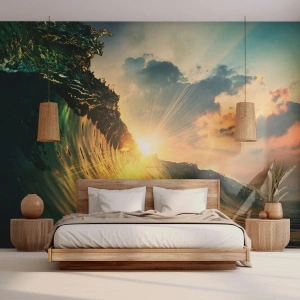 Fotomurali Premium Canvas - Surfista, dove sei? - Onda Marina, Raggi del sole, Natura - 350x256 cm