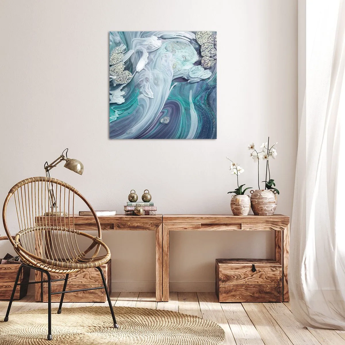 Quadro su tela - Stampe su Tela - Correnti di blu - 60x60 cm