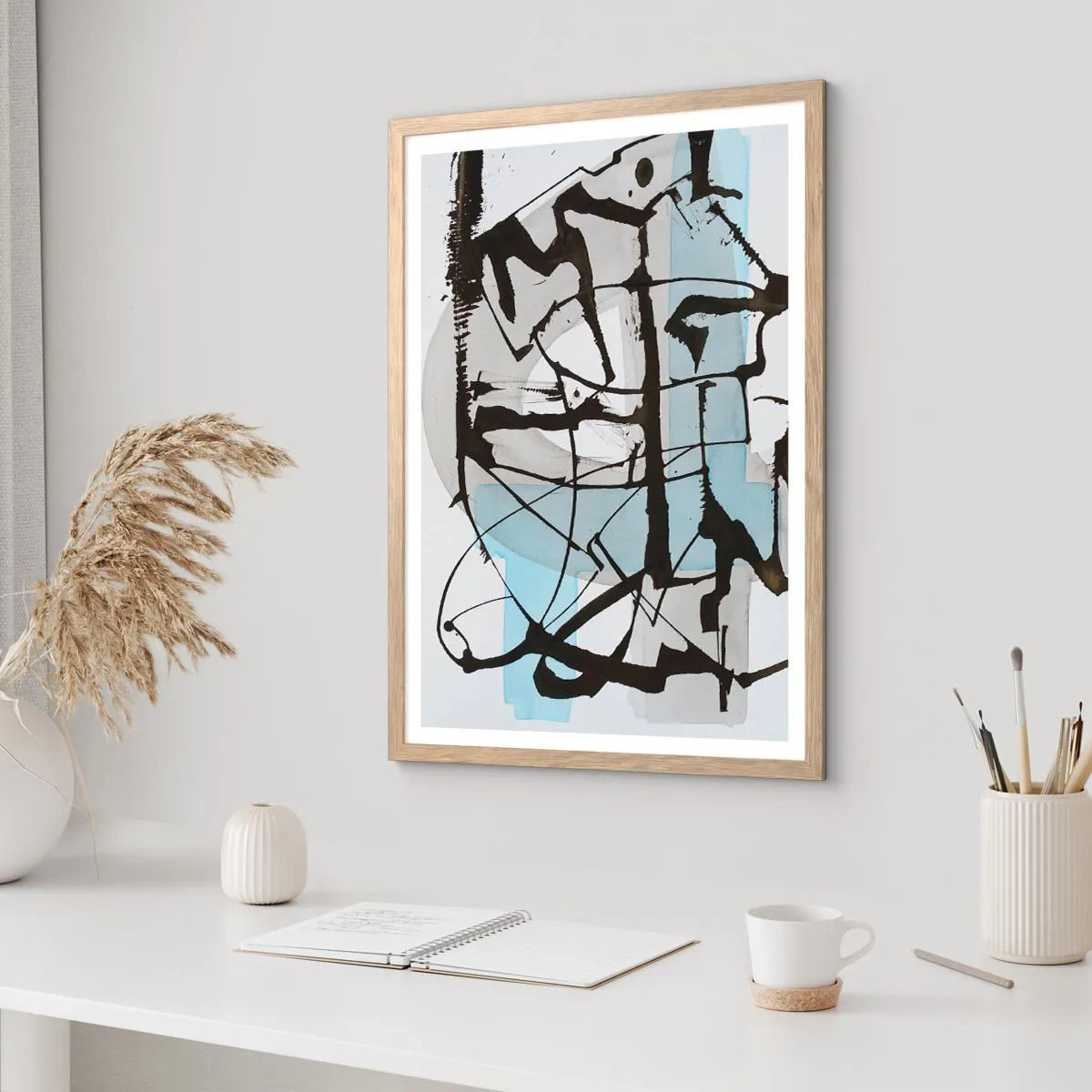 Poster in cornice rovere chiaro - Blu nonostante tutto - 61x91 cm