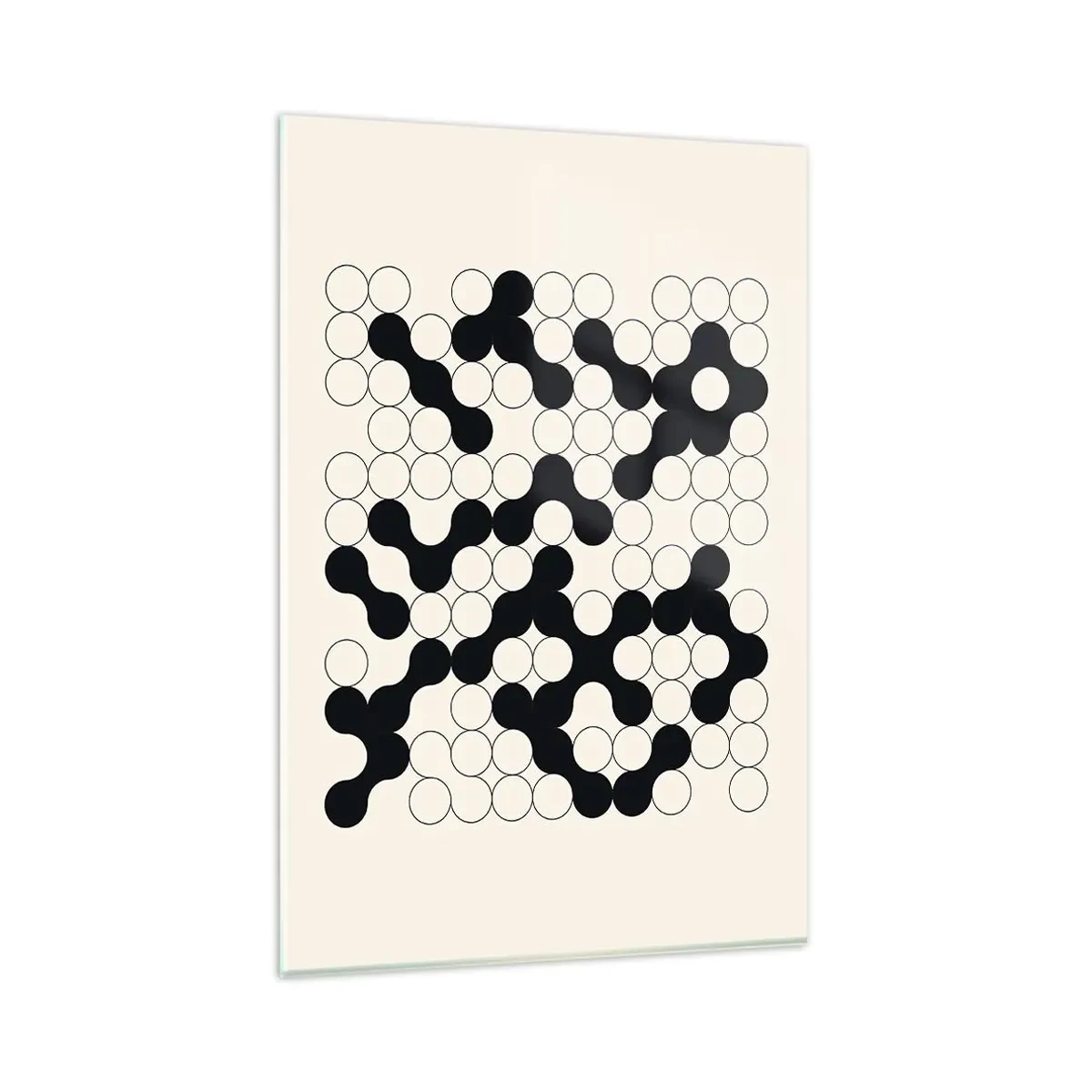 Quadro su vetro - Motivi in bianco e nero con cerchi su sfondo chiaro - 80x120cm - Gioco cinese: variazione - Decorazione murale moderna per soggiorno e camera da letto ARTTOR
