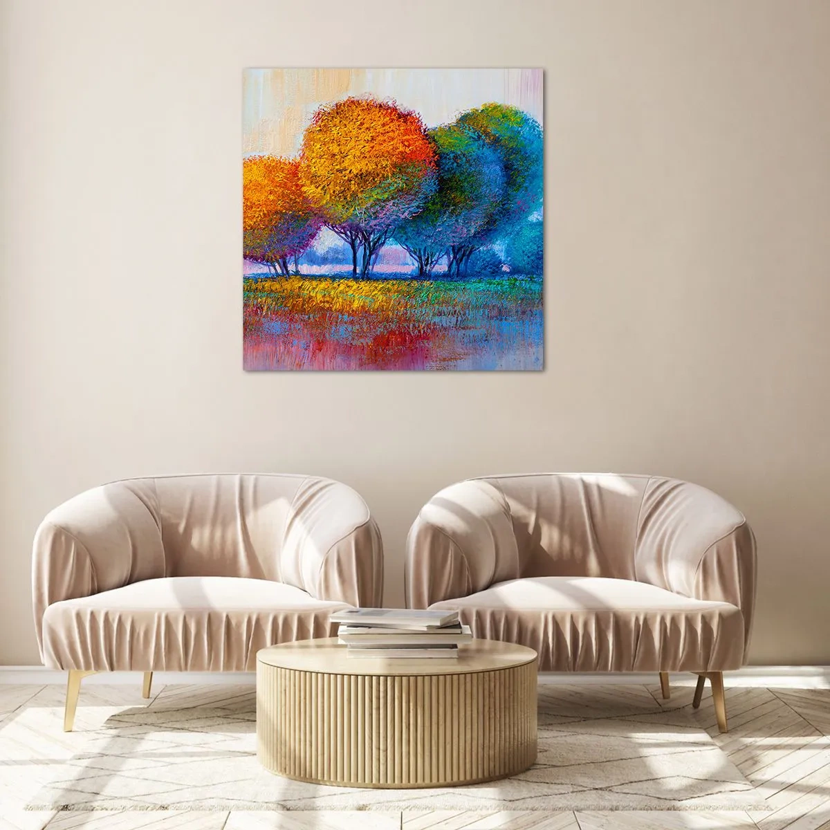 Quadro su vetro - Ciuffo di colori brillanti - 40x40 cm