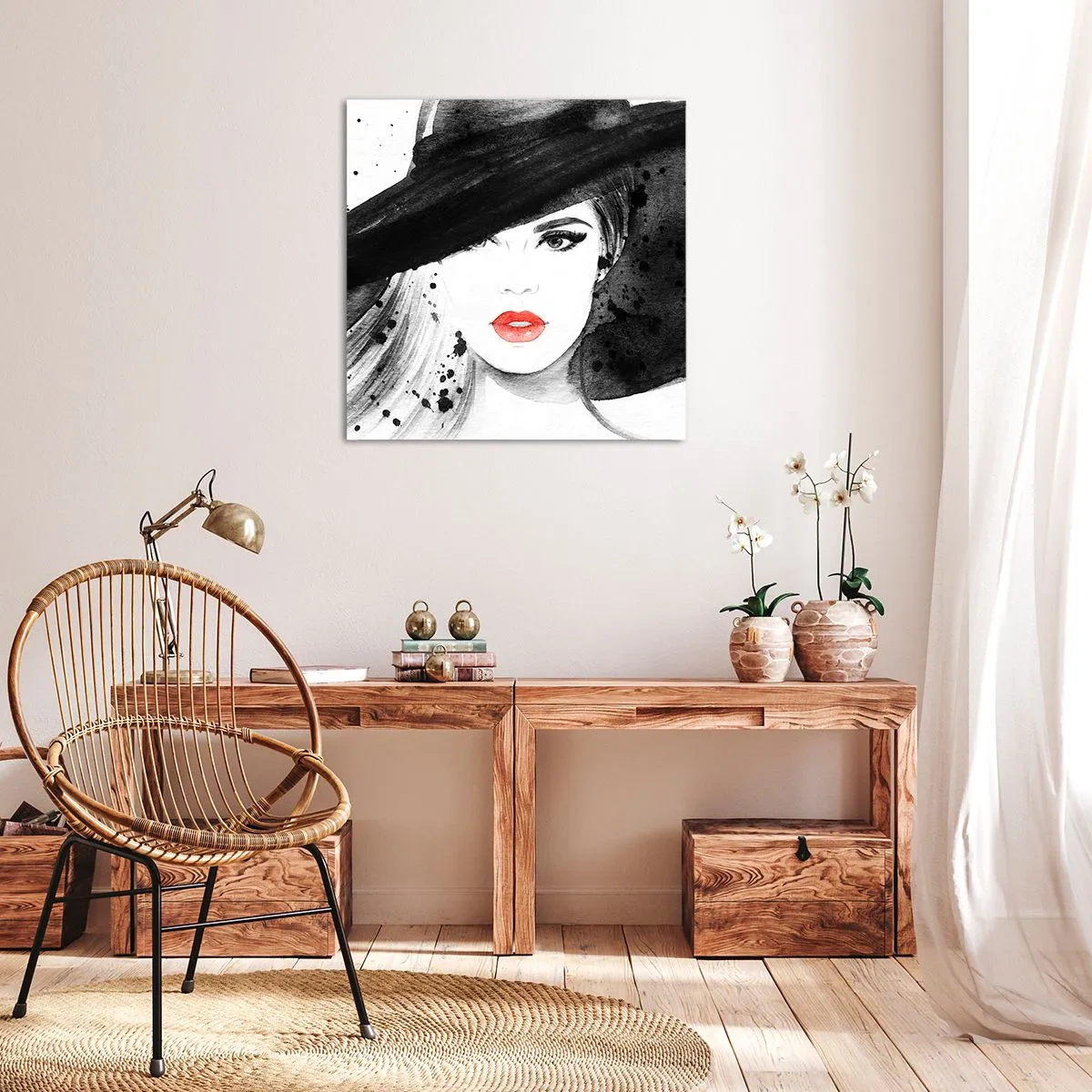 Quadro su tela - Stampe su Tela - Donna in nero - 50x50 cm