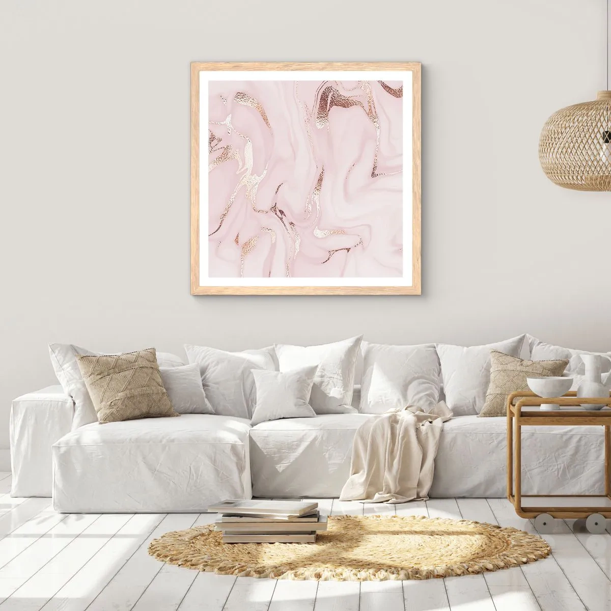 Poster in cornice rovere chiaro - Nella follia rosa - 50x50 cm