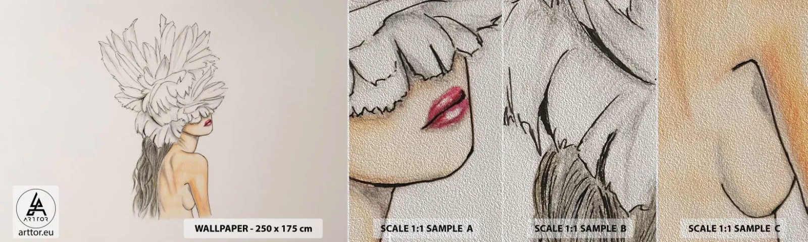 Campione di Fotomurale Premium Sand - Bellezza coronata - Astrazione, Donna, Corpo - 100x30 cm