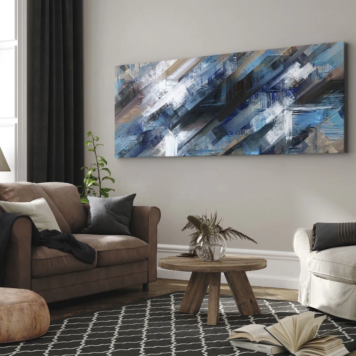 Quadro su tela - Stampe su Tela - Sulla diagonale blu - 100x40 cm