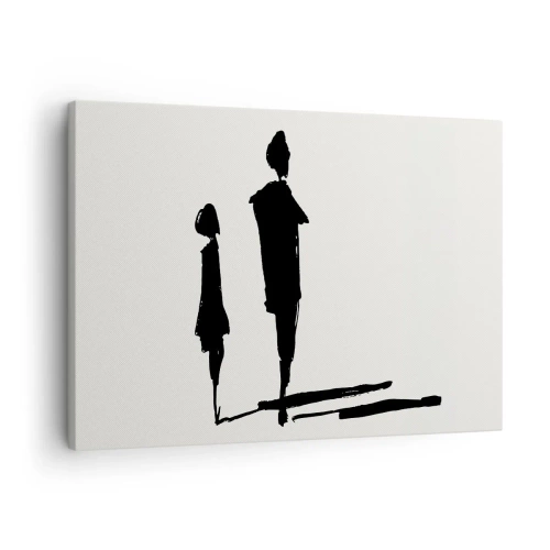 Quadro su tela - Stampe su Tela - Silhouette di due persone in nero su sfondo chiaro - 70x50cm - Sicuramente insieme? - Decorazione murale moderna per soggiorno e camera da letto ARTTOR