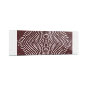 Quadro su vetro - Onde simmetriche in linee bianche su sfondo marrone - 160x50cm - Lo spazio parlante - Decorazione murale moderna per soggiorno e camera da letto ARTTOR