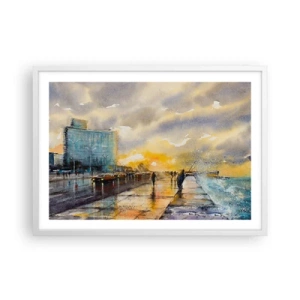 Poster in cornice bianca - Vita sulla costa - 70x50 cm