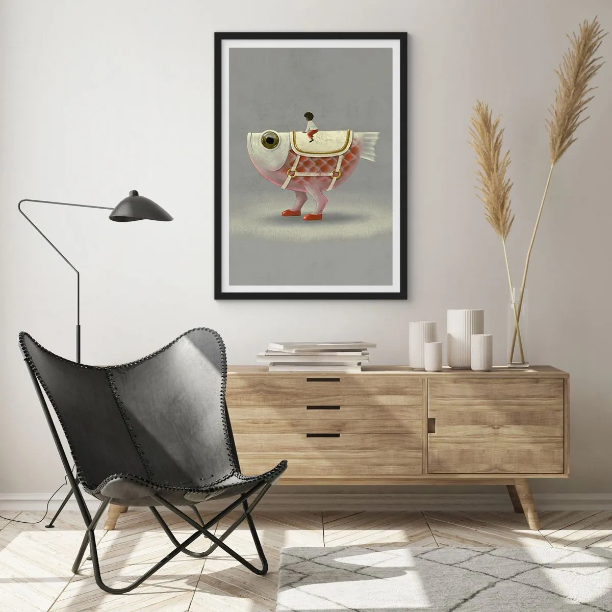 Poster in cornice nera - Il cavaliere del pesce - 40x50 cm
