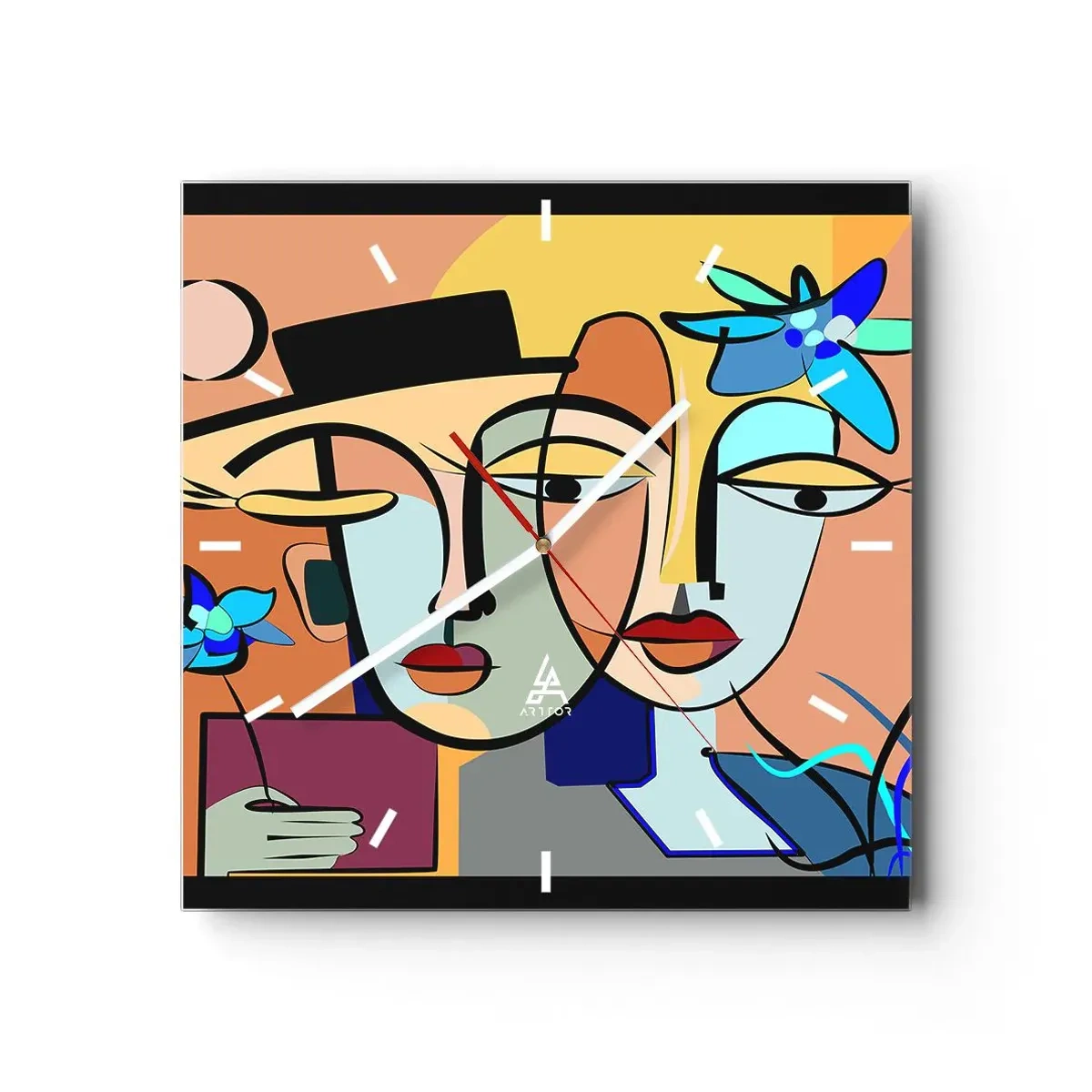 Orologio da parete - Orologio in Vetro - Appuntamento in stile Picasso - 40x40 cm