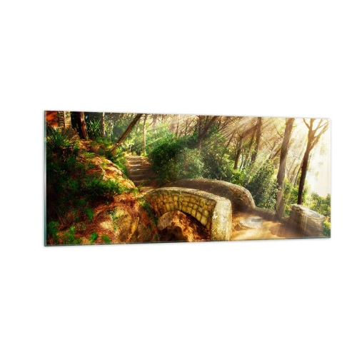 Quadro su vetro - Dal ponte direttamente nel bosco delle fiabe - 100x40 cm