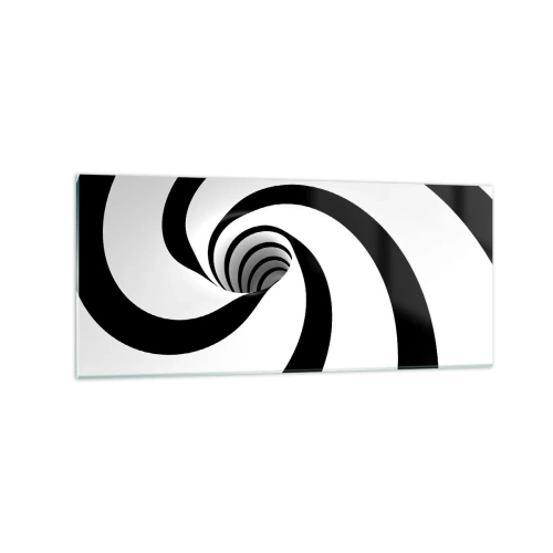 Quadro su vetro - Spirale astratta in bianco e nero con effetto vortice - 120x50cm - Lasciarsi andare al vortice? - Decorazione murale moderna per soggiorno e camera da letto ARTTOR