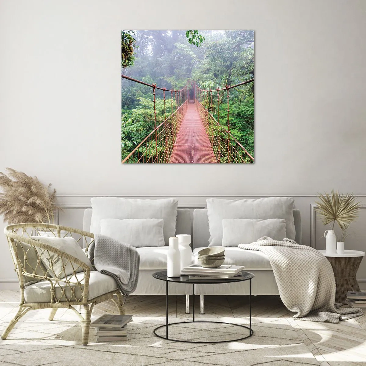 Quadro su vetro - Sospeso sopra gli alberi - 30x30 cm