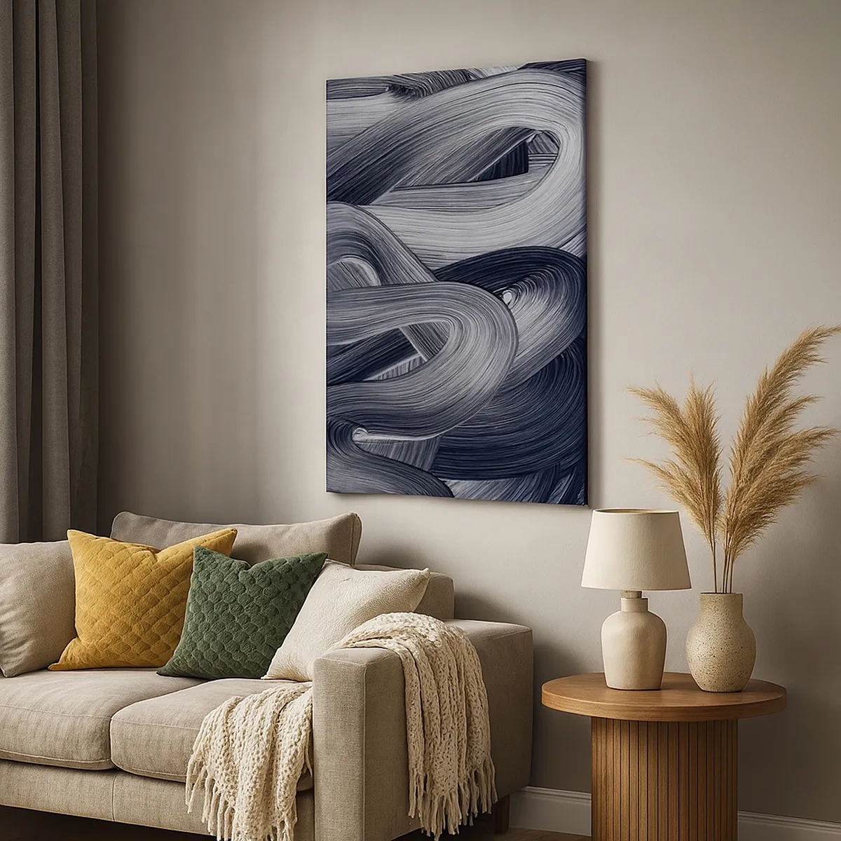 Quadro su tela - Stampe su Tela - Astrazione in bianco e nero con pennellate dinamiche. - 50x70cm - La fluidità della realtà - Decorazione murale moderna per soggiorno e camera da letto ARTTOR