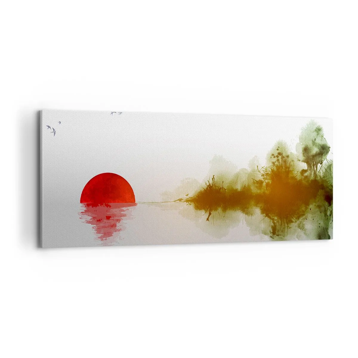 Quadro su tela - Stampe su Tela - Tramonto astratto su un lago con riflesso - 120x50cm - Promessa di pace - Decorazione murale moderna per soggiorno e camera da letto ARTTOR