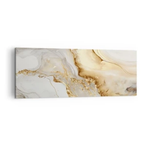 Quadro su tela - Stampe su Tela - Motivi astratti in oro e marmo su uno sfondo chiaro - 140x50cm - Astrazione: bellezza e bontà - Decorazione murale moderna per soggiorno e camera da letto ARTTOR