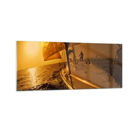 Quadro su vetro - Serata dorata dopo un giorno multicolore - 100x40 cm