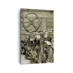 Quadro su tela - Stampe su Tela - Officina retrò con motociclette e attrezzi - 80x120cm - Nel capanno di zio Alfredo - Decorazione murale moderna per soggiorno e camera da letto ARTTOR