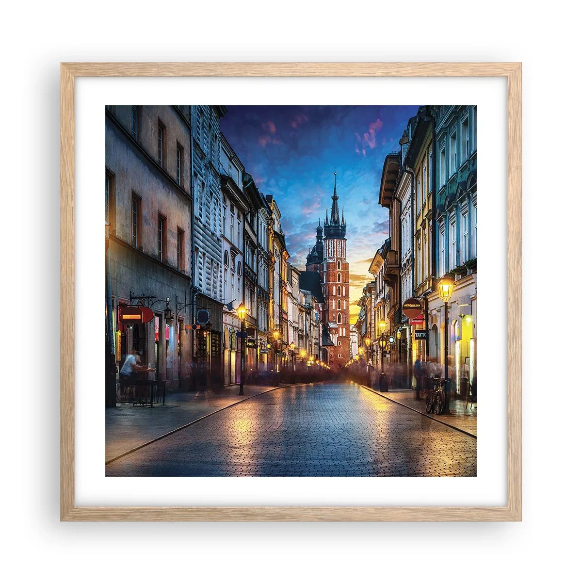 Poster in cornice rovere chiaro - La magia di Cracovia - 50x50 cm