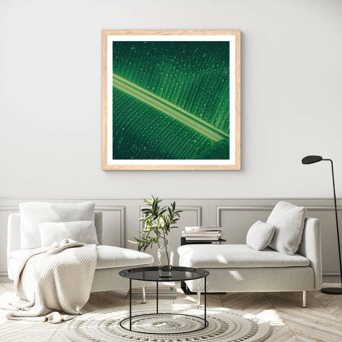 Poster in cornice rovere chiaro - La struttura del verde - 60x60 cm