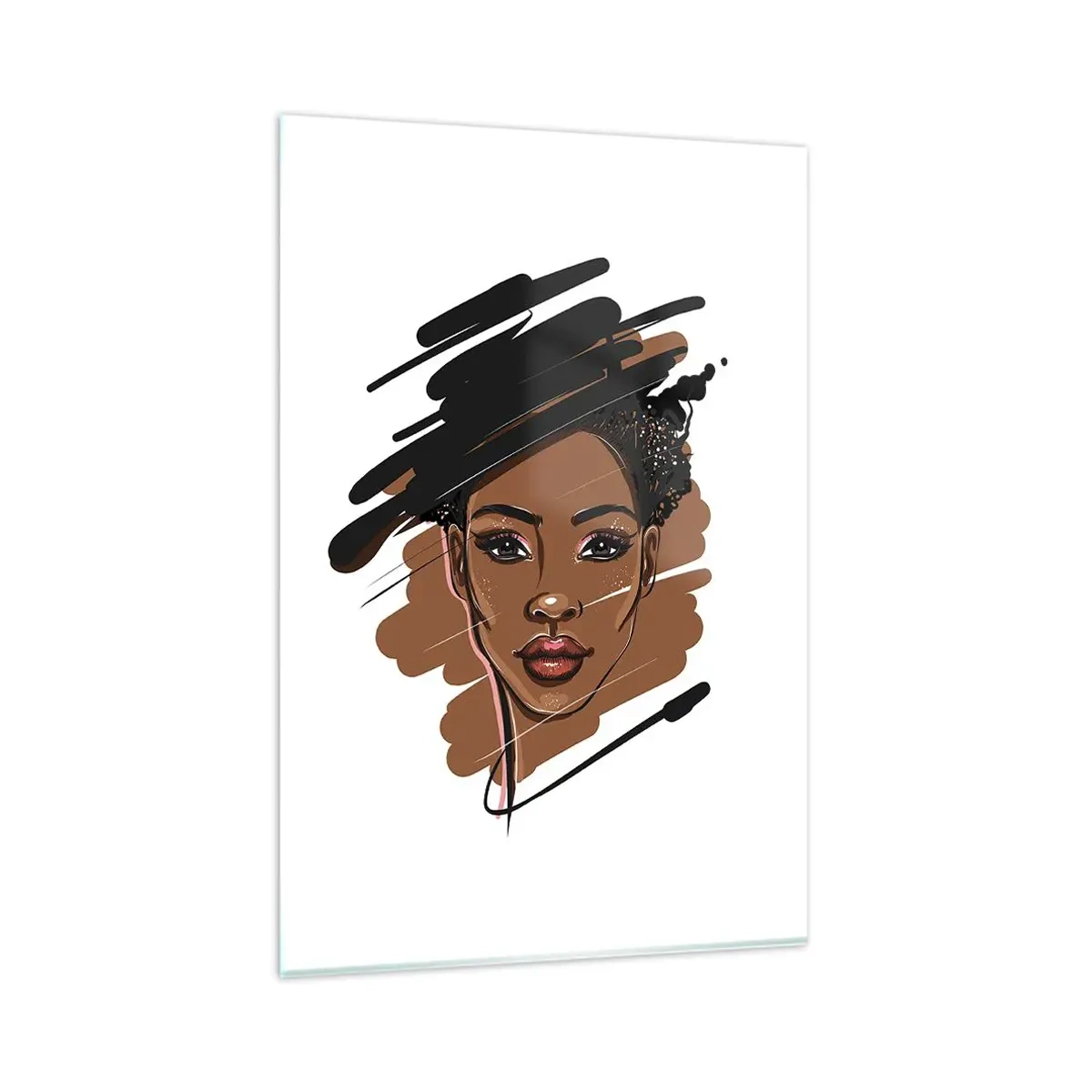 Quadro su vetro - Ritratto di una donna con pennellate artistiche - 80x120cm - Dolce come la cioccolata - Decorazione murale moderna per soggiorno e camera da letto ARTTOR