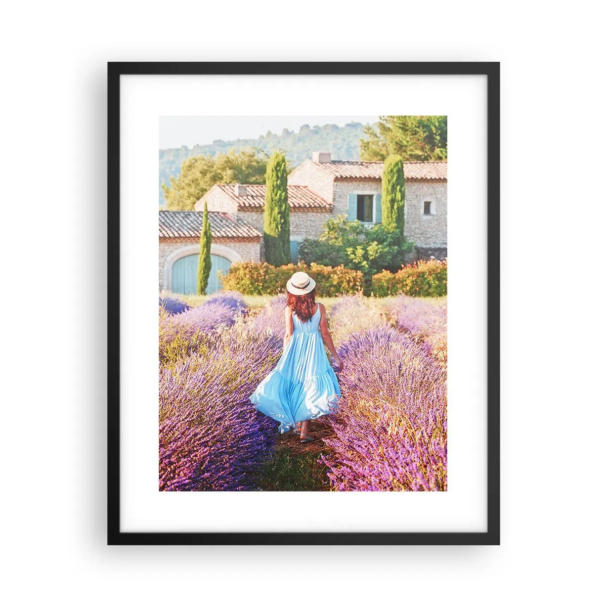 Poster in cornice nera - La ragazza nella lavanda - 40x50 cm