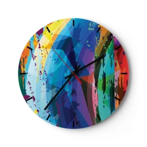 Orologio da parete - Orologio in Vetro - Motivi astratti colorati in colori intensi - 30x30cm - Capogiro di colori - Decorazione murale moderna per soggiorno, cucina e camera da letto ARTTOR