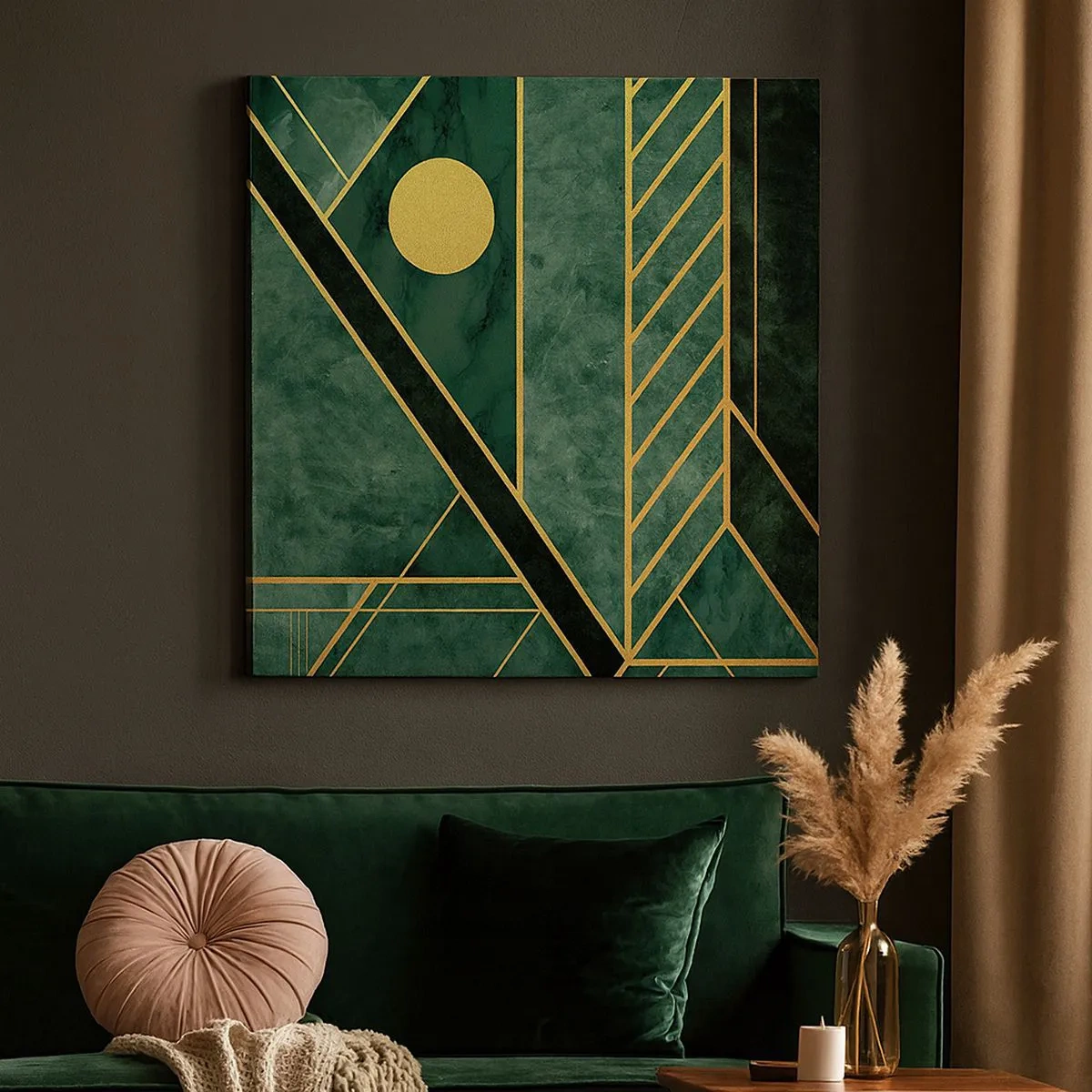 Quadro su tela - Stampe su Tela - Dinamica di oro e azzurro - 30x30 cm