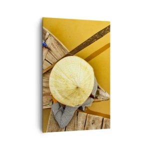 Quadro su tela - Stampe su Tela - Una barca tradizionale vista da una prospettiva a volo d'uccello - 80x120cm - Vita sul Fiume Giallo - Decorazione murale moderna per soggiorno e camera da letto ARTTOR