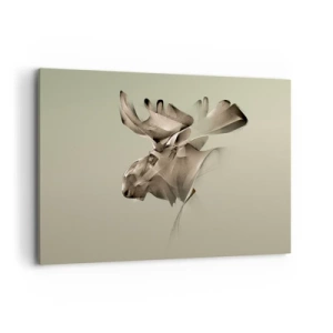 Quadro su tela - Stampe su Tela - Un'immagine astratta di un alce su uno sfondo minimalista - 120x80cm - La forza mite della tranquillità - Decorazione murale moderna per soggiorno e camera da letto ARTTOR